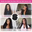 Lashey Human Braiding Hair Deep Wave Bulk Human Hair for Braiding 100% Virgin Hair Bulk 100g 2 Bundles/Pack No Weft Human Hair Extensions For Boho Braids Knotless Braid Box Braid Natural Black 18 Inch