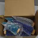 Leyndo 9 Pcs Blue Classic Artificial Mini Christmas Tree Sisal Bottle Brush Trees with Wood Base Christmas Pine Trees for Autumn Winter Holiday Home Kitchen Party Decor