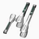 Stainless Steel Kitchen Tong Set - Anti-Slip Heat-Resistant Grip, Widened 3-Line Slotted Heads for Easy Clamping (Steaks, BBQ, Pasta, Salads), Easy Clean for Versatile Use Set of 3-6" 9" 11", Green