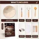 BAKERIA 9" Sourdough Bread Proofing Basket Kit  Artisan Banneton Set, Linen Liner, Whisk, Bread Lame & Blades, Scrapers, Brush, Recipe Book  Complete Baking Tools Gift