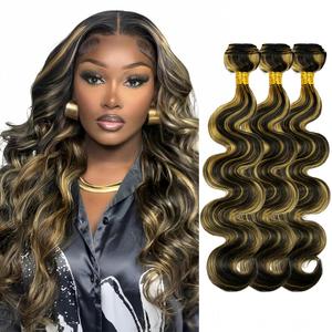 Highlight Blonde Bundles Human Hair 1B27 Body Wave Bundle Niegmeag Peruvian Virgin Remy Hair 3 Bundles 26 28 30 Inch 2 Tone Black and Blonde Body Wave Bundle