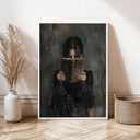 Dark Academia Canvas Wall Art Gothic Victorian Woman Reading Magic Book Poster Print Antique Oil Painting Canvas Print Book Lover Gift Bedroom Gallery Wall Decor 12x16 Incth Unframed