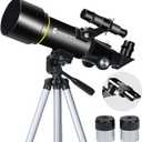 Telescopes, Telescope for Kids and Adults Beginners, 70mm Aperture 400mm Focus Length Refractor Travel Telescope with AZ Mount for Observe The Moon and Landscape-Black