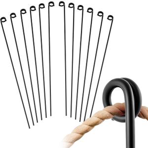 Ferraycle 12 Pcs 42 Inches/3.5 ft Single Rope Poles Steel Stakes with Loop for Creating a Rope Border Around Flower Beds, Fence, Trees, Garden, Walkways, Fountains