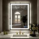 LED Bathroom Mirror with Lights 24"x36", Wall-Mounted Vanity Mirrors Front & Backlit Separate Light Control Stepless Dimmable Anti-Fog Memory 3 Color Temperatures Shatter-Proof Tempered Glass