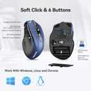 TECKNET Wireless Mouse, 2.4G Ergonomic Optical Mouse, Computer Mouse for Laptop, PC, Computer, Chromebook, Notebook, 6 Buttons, 24 Months Battery Life, 2600 DPI, 5 Adjustment Levels - Blue