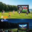 3-in-1 14FT Inflatable Projector Screen - Outdoor Movie Screen, Dart Board and Football Target with 120W Blower, Front/Rear Screen for Celebration & Outside Movie Night