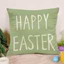 Happy Easter Bunny Pillow Covers Cross Hydrangeas Flower 18 x 18 Inch Throw Pillows, Spring Anniversary Celebration Seasonal Decorative Farmhouse Cushion Case for Sofa Couch Set of 4