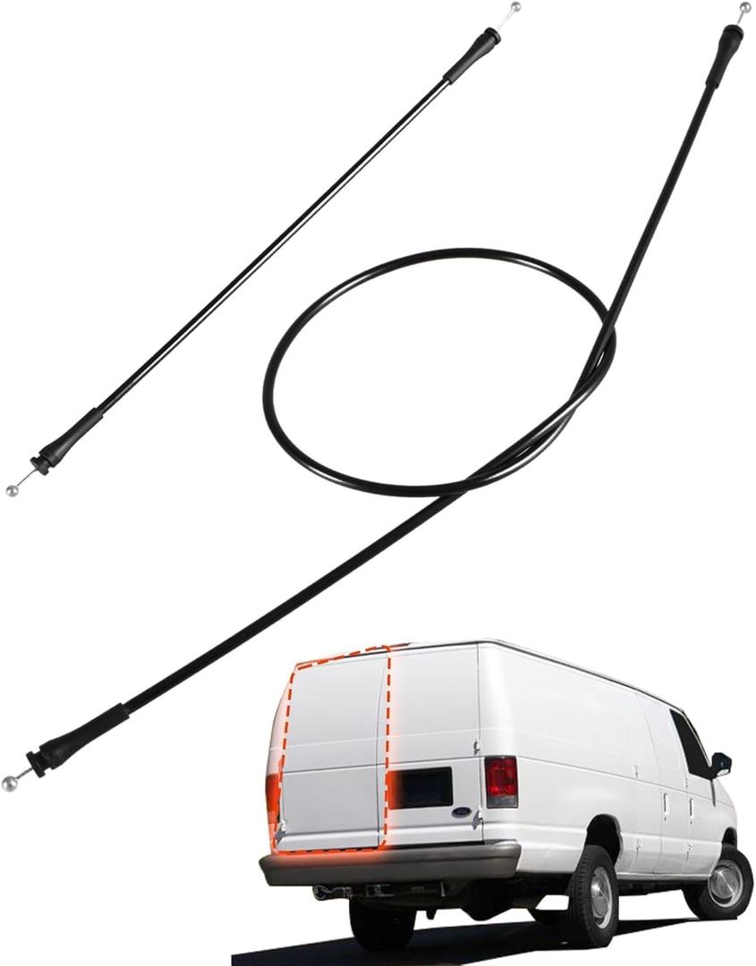 Rear Left Cargo Door Upper & Lower Latch Release Cables Compatible with Ford E-150 E-250 E-350 1992-2019 E-450 2002-2019 Club Wagon Super Duty Replace# 8C2Z15431A03A,6C2Z1543286AA,F2UZ15264A65B