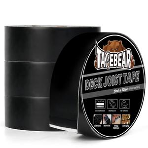 TAPEBEAR Joist Tape 2"50', Deck Joist Tape Butyl Sealant Joist Flashing Tape for Decking, Waterproof Anti-Corrosion Weather Resistant Tape for Wood Decks Beams Rim, Roof, 4Rolls