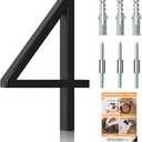 Briout 5" Floating House Numbers for Outside, Metal Modern Address Numbers for House, Zinc Alloy Anti-Rust Mailbox Numbers with Nail Kit for High-Visibility Home& Garden Door Decor, High Gloss Black (4)