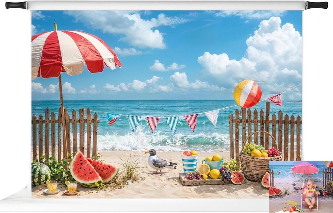 Kate Summer Photo Backdrops Beach Sea Photography Backdrop, 7x5ft
