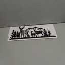 Slickss Deer Wall Art, Rustic Deer decor with Mountain & Forest, Hunting Lodge Cabin Decor, Wilderness Themed Metal Art