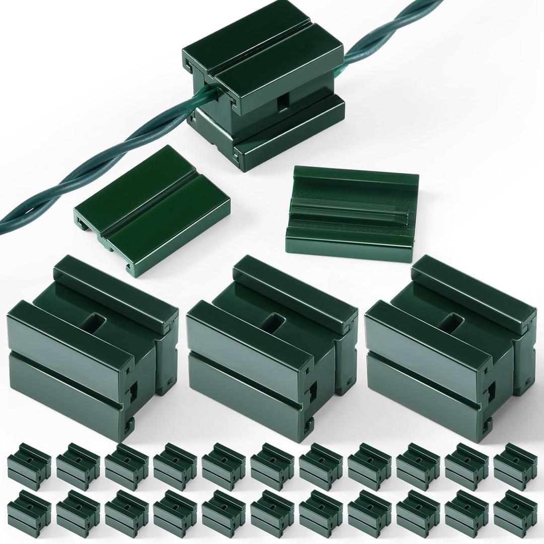 25 Pcs Christmas Light Wire Connectors SPT-1 Slip Plug Connector Extension Green Vampire Plug Lighting Adapter Slide Light String Repair for Use Splicing SPT-1 Zip Cord Wire