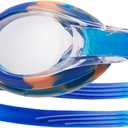 TYR Swimple Tie-Dye Kids Swim Goggles Non-Mirrored for Competitive & Recreation, Anti Fog UVA/UVB Protection, Watertight Seal (Clear/Blue/Orange)