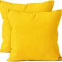 Encasa XO Throw Pillow Covers 18x18 in Set of 2 Sunbeam Yellow | No Inserts | Cotton Pillow Covers for Living Room, Bed, Sofa, Couch | Decorative Cushion Covers with Improved Zippers