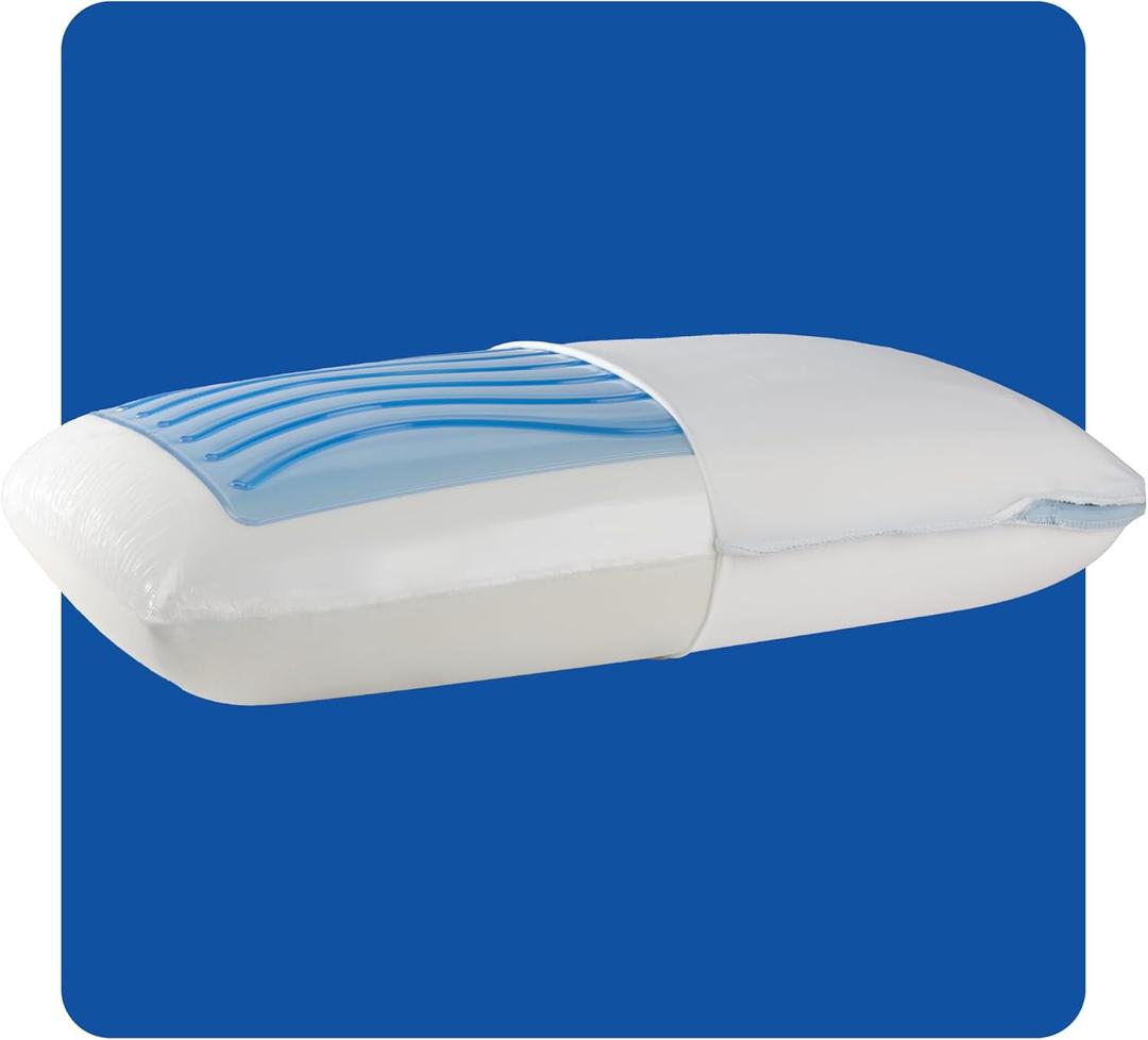 Sealy Dreamlife Standard Size Memory Foam Cooling Pillow with SealyChill Cooling Gel, Removable Machine-Washable Cover, Made in The USA