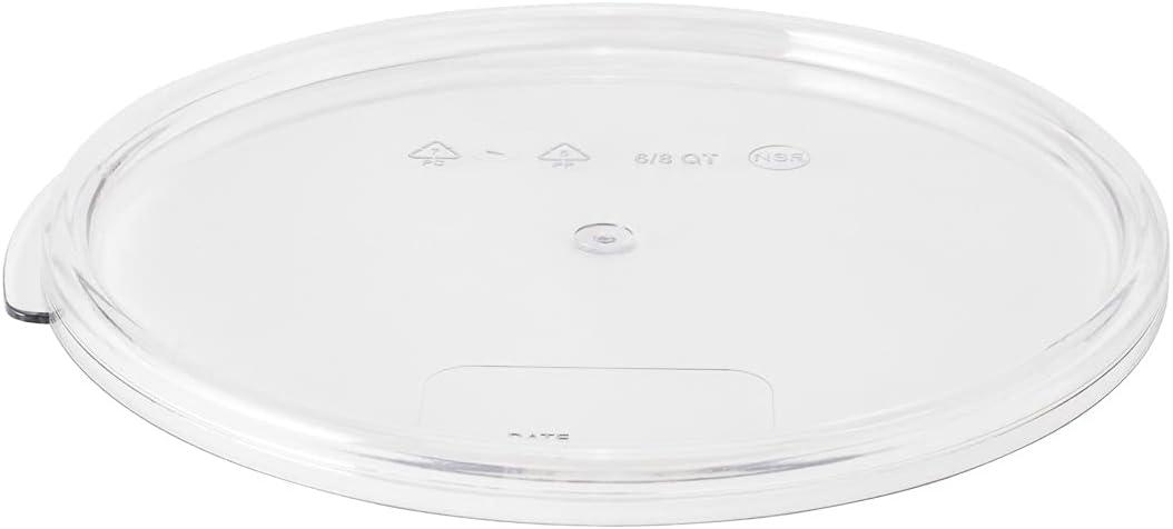 Restaurantware 8.75 Inch Round Polycarbonate Lid - Snap-On Food Storage Cover - Airtight Translucent Container Lid - Dishwasher-Safe, Freezer-Safe, Hot and Cold Food Friendly - Clear Plastic (6/8 qt)