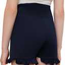 Girls Athletic Shorts High Waisted Ruffle Dance Shorts Yoga Workout Running Shorts (7-8 Years, Navy Blue)