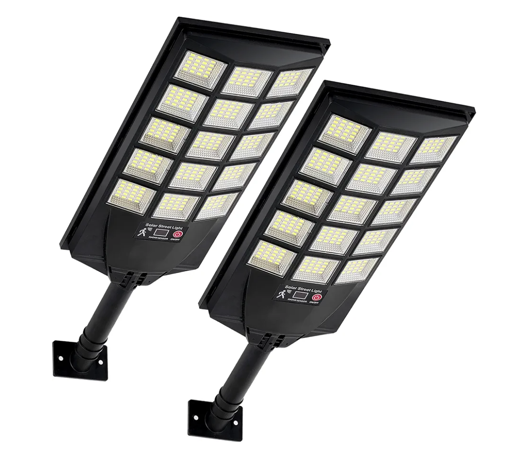 KAE KAQUR ‌Large Outdoor Solar Street Lights with Motion Sensor & Dusk-to-Dawn Lighting, 6500K 300000LM Waterproof LED for Parking Lot/Commercial/Yard (2-Pack)
