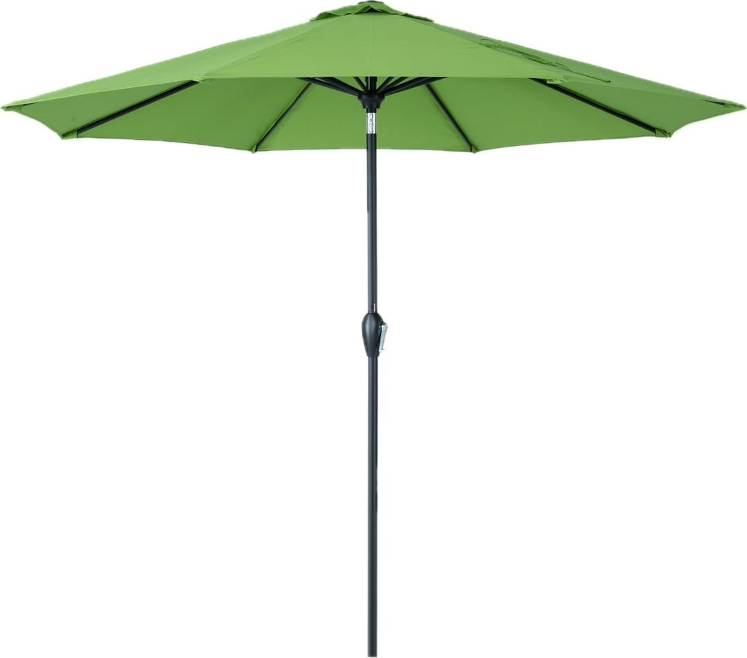 Tempera Striped Patio Umbrellas Outdoor Table Market Umbrellas with Crank & Pust Button Tilt|Auto-Tilt, 8 Steel Ribs, High Color-Fastness Canopy (9ft, Light Green)