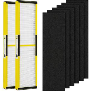 2 Pack FLT5000 True HEPA Replacement Filt-er C with 6 Pack Activated Carbon for G-Guardian AC5000 AC5000E AC5250PT AC5300B AC5350B AC5350BCA AC5350W CDAP5500