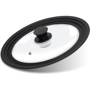 Tempered Glass Lid - Universal Lid with Heat Resistant Silicone Rim for Pots, Pans and Skillets - Pan Cover Replacement Lid Fits 10", 11" and 12" Diameter Cookware