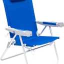 SUNNYFEEL Oversized Tall Folding Beach Chair Lightweight, 17" Portable Sand Chair for Adults Heavy Duty 500 LBS with Cup Holders, Foldable High Camping Lawn Chairs for Camp/ Outdoor/ Picnic/ Sports