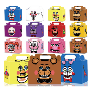 Saenkoe 24Pack Five Nights at Freddy Party Gift Boxes - Five Nights at Freddy Party Favor Supplies Candy Treat Gift Boxes with Handles for Birthday Party Decorate - 12 Different Designs