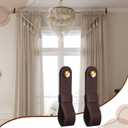 6 x CroBlissful 6 Pcs Leather Curtain Rod Holders PU Leather Curtain Rod Bracket Mounted Loop Straps with Screws and Plastic Wall Plugs, Boho Pole Hanger Hook for Towel Oar Home Wall Display (Dark Brown)