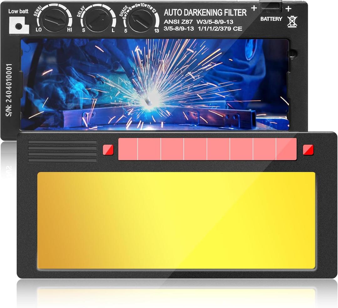 2x4 Auto Darkening Welding Lens, Shade 5-13 Adjustable, Solar Powered with HD True Color Technology - Fits Standard Welding Helmets/Hoods.