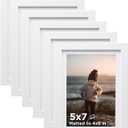 KINLINK 5x7 Picture Frame White Set of 6, Wooden Photo Frames Matted 4x6 with Plexiglass for 4x6 with Mat or 5x7 without Mat for Table and Wall Display