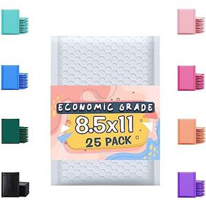 Bubble Mailers 8.5x12 White Waterproof Self Seal Adhesive Shipping Bags, Cushioning Padded Envelopes for Shipping, Mailing, Packaging Usable 8.5x11