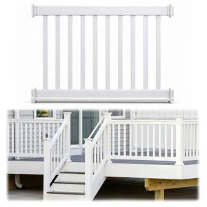 36 x 48 Vinyl T-Rail Railing Kit White Gate Outdoor Deck Versatile Stair Porch Railing for Porch, Patios, Balconies