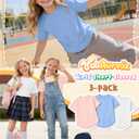YooAurvox 3 Pack Girls Short Sleeve Raglan Shirts, 3-Color Set, 9-10 Years