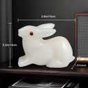 Big Rabbit Hand Carved Figurine - White Jade Big Easter Rabbit Statue Lifelike Carving, Ideal for Gifts for Rabbit Jade Enthusiasts