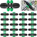 Kalolary 20PCS Locked Barbed Tee Connectors, 1/2 to 1/4 Drip Irrigation Fittings Kit 12/16mm to 4/7mm Tube Lock Female Connector 6-Way Barbed Lock Irrigation Parts for Watering System (Black Green)
