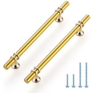 Ravinte Hardware 25 Pack 8-13/16 Inch Gold Cabinet Pulls Handles Kitchen Cabinet Handles Drawer Pulls Kitchen Cabinet Hardware Cupboard Handles Dresser Drawer Pulls 6-1/4 Inch CC