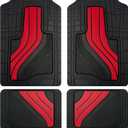 NS YOLO Heavy-Duty Rubber Car Floor Mats, All-Weather Trimmable Floor Liner, Full Coverage Automotive Floor Mats, Custom Fit Floor Mats for Cars, Trucks, SUVs (Black and Red, Front and Rear(4 pieces))
