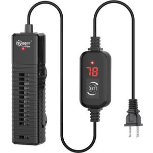 hygger Nano Aquarium Submersible Heater for 15-20 Gallon Fish Tank Betta Heater with Digital Display, Adjustable Temperature Controller 100Watt