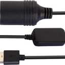 LIXIN 12V Car Cigarette Lighter, USB to Socket Female Cable Converter-Black ((1.2m/3.9ft))