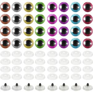 PATIKIL 20mm Flash Safety Eyes, 30 Pcs Doll Eyes Realistic Colorful Crocheting Safety Eyes for Decor Crochet Accessories Dolls Craft, 8 Colors
