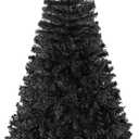 6ft Black Artificial Christmas Tree, Hinged Full Tree with Metal Stand Easy Assembly Xmas Tree For Indoor And Outdoor Decoration