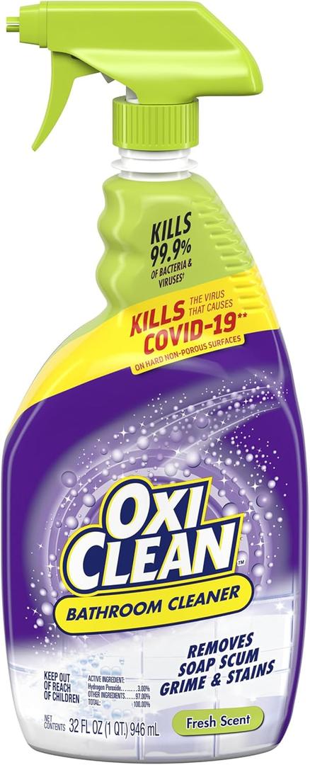 OxiClean Bathroom Cleaner, Shower, Tub & Tile, Powered by OxiClean Stainfighters, 32 oz (32 Fl Oz (Pack of 2))