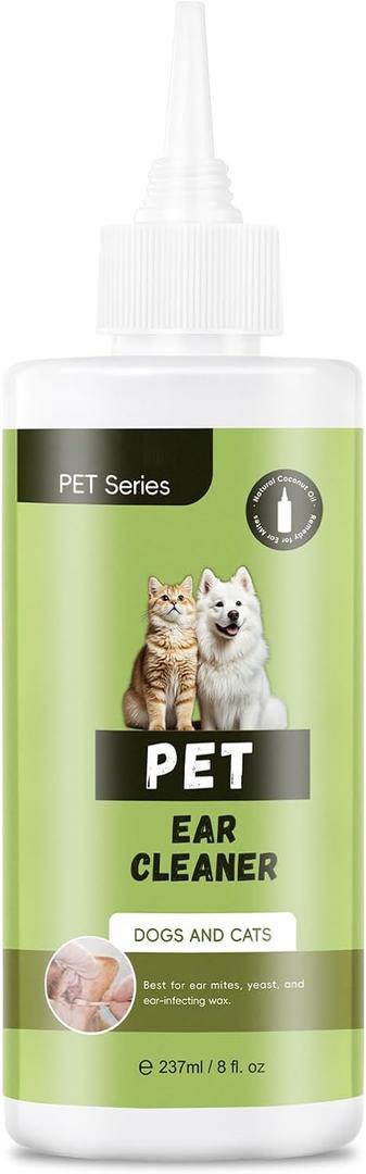 Ear Cleaner for Dog & Cat, Gentle Ear Cleaning Solution to Remove Wax, Dirt & Debris, Soothe Ear, 237ml/8fl.oz