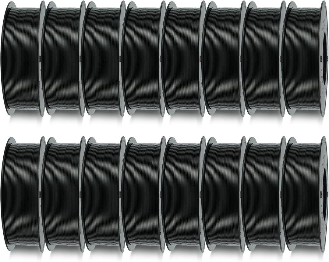 Kingroon 16KG Black PLA Filament 1.75mm 3D Printer Filament Pla Filament Dimensional Accuracy +/- 0.02mm, Fit Most FDM Printer, 1KG X 16 Spools