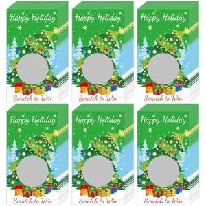 60 Pieces Christmas Scratch Off Cards Stickers Christmas Tree Party Favors Xmas Blank Gift Certificate for Festive Raffle Tickets 3.5 x 2.1 inch Crooked Neck Xmas Tree Games Supplies