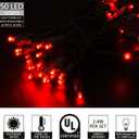 2 x UL Listed 50 Count 5mm Red Led Lights,Outdoor Led String Lights For Garden Tree Decorations,17 Feet Green Wire (Red Color)