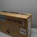 Stainless Steel Litter Box with Lid,Front Entry Top Exit Kitty LitterBox,Extra Large Enclosed Metal Cat Box with Litter Scoop & Litter Mat-Black