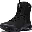 KEFUWU Military Tactical Boots Men Wide Toe 8 Inches Lightweight Durable Side-Combat Boots Work Hiking Non Slip Cushion Boots(8.5 Men,Black)